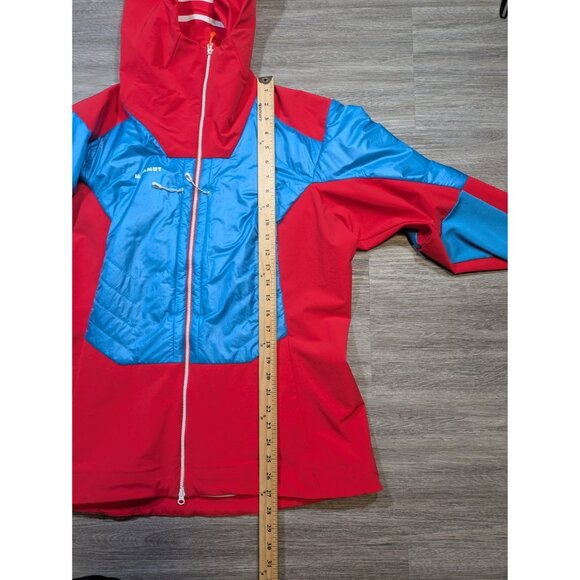 Mammut Eisfeld SO Hybrid Jacket Women's XL Full Zip Soft Shell Red Blue Hooded - Picture 12 of 13